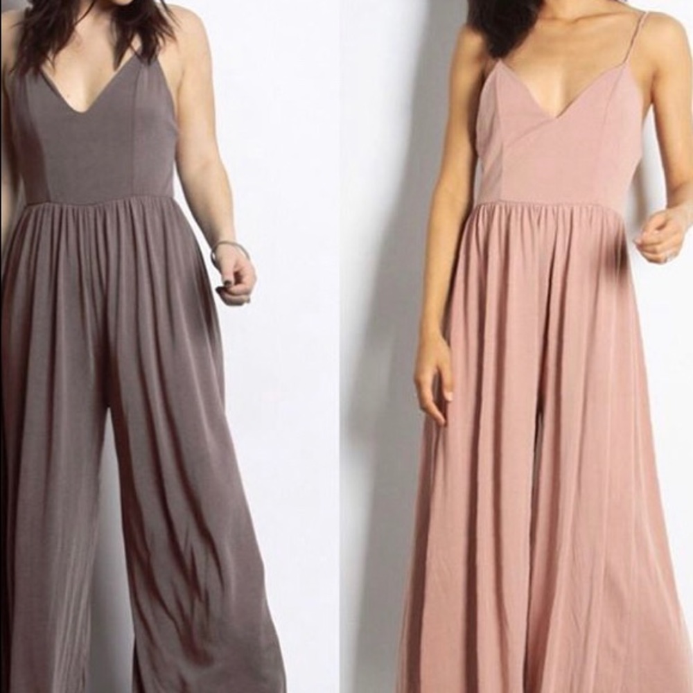 Wide leg modal jumpsuit in plum